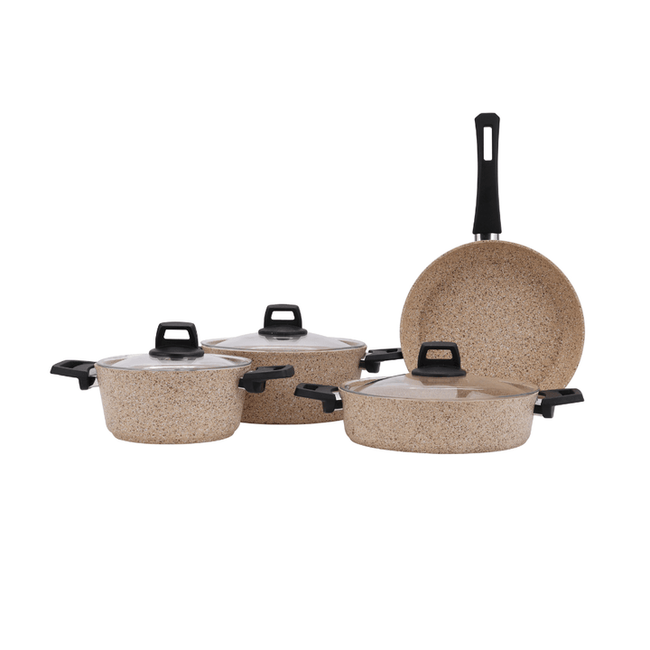 Gabbro Granite Coated Cookware Set, Aluminium Pot and Pan 7pcs - Souk Al RasCookware Sets