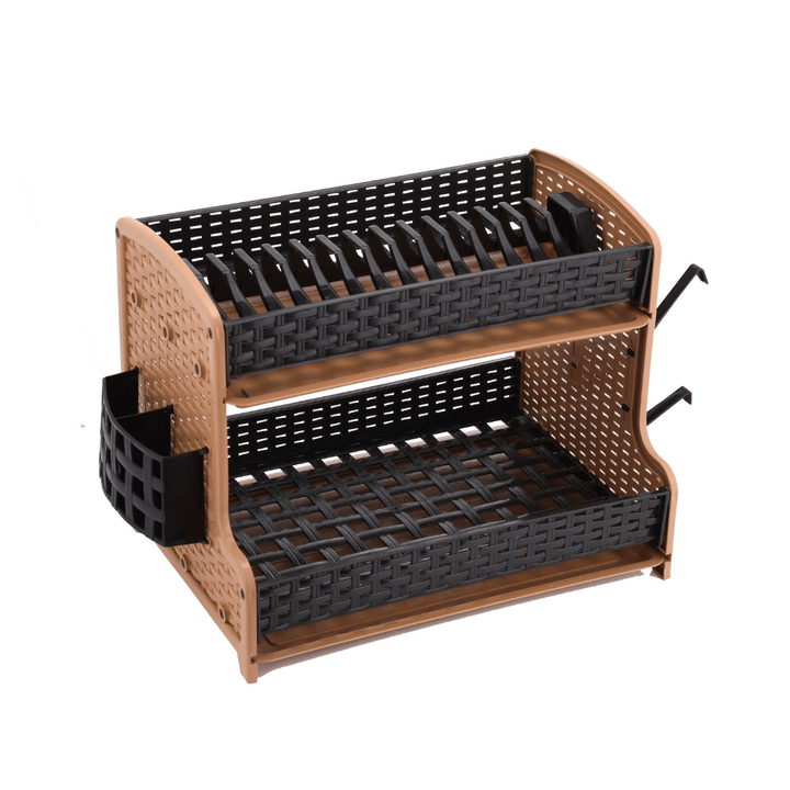 Galaxy Rattan Dish Rack with Drip Tray 2 Layer - Souk Al RasAccessories