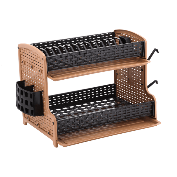 Galaxy Rattan Dish Rack with Drip Tray 2 Layer - Souk Al RasAccessories