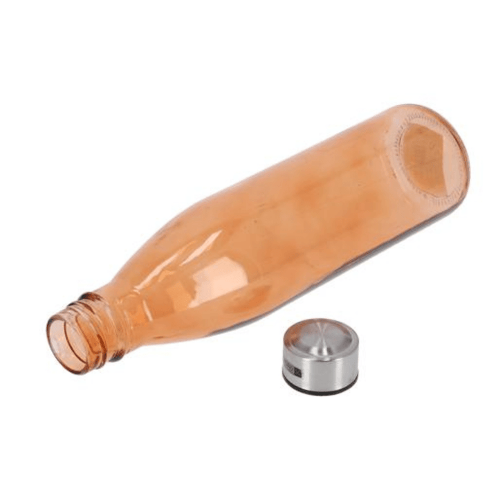 Glass Bottle with Portable Steel Cap - Lead - Free, Travel Flask 1 - Liter - Souk Al RasWater Bottles