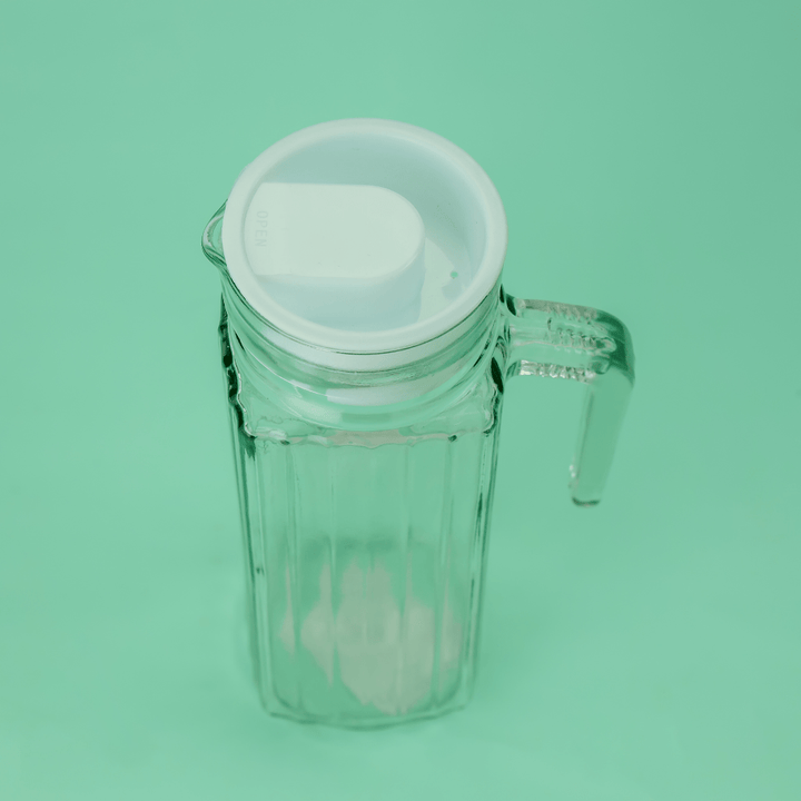 Glass Pitcher with Plastic Lid, Capacity 1000ml - Souk Al RasDrinkware