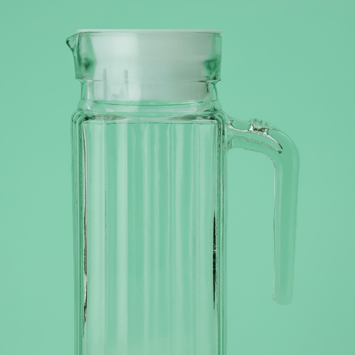 Glass Pitcher with Plastic Lid, Capacity 1000ml - Souk Al RasDrinkware