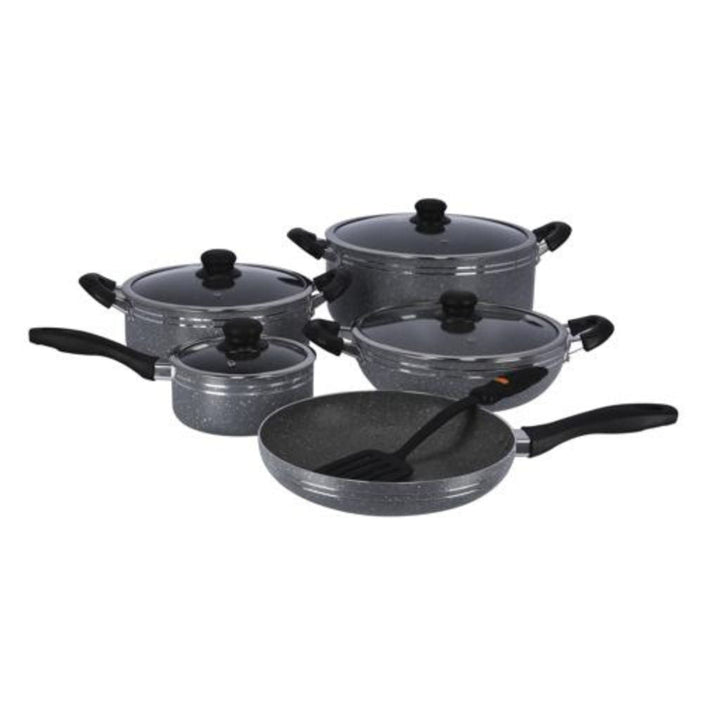 Granite Coated Non - Stick Cookware Set with Aluminum Body, 10 Pcs - Souk Al RasCookware Sets