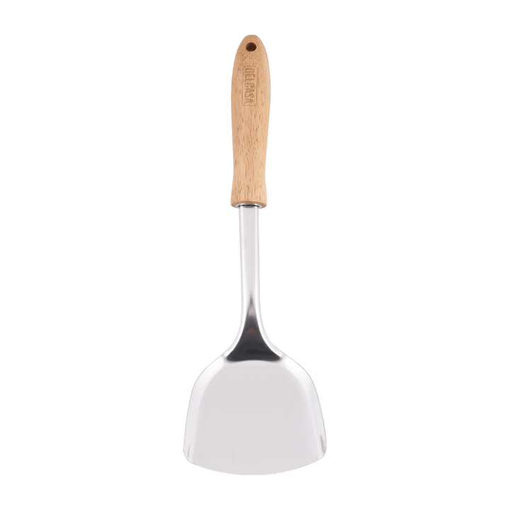 High - Quality Stainless Steel Solid Turner with Wooden Handle - Souk Al RasCooking Utensils