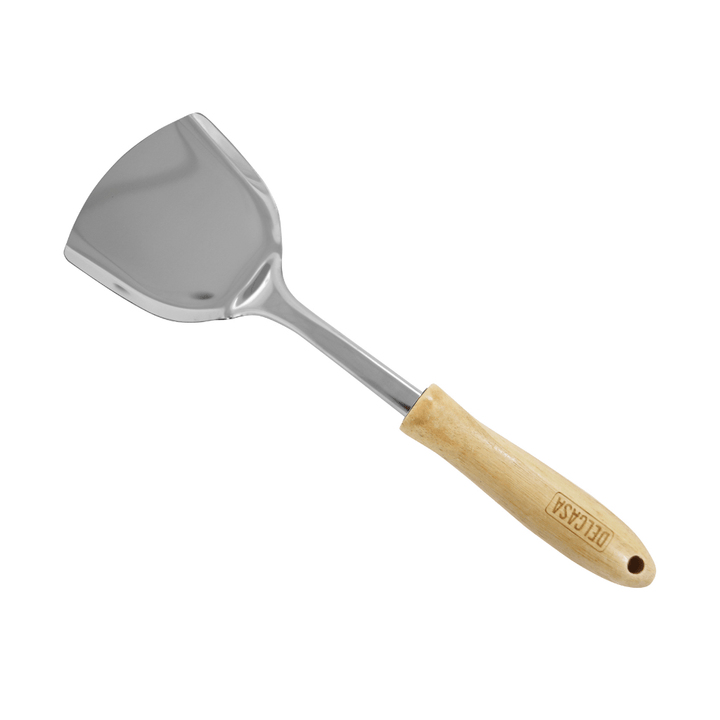 High - Quality Stainless Steel Solid Turner with Wooden Handle - Souk Al RasCooking Utensils