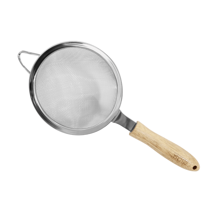 High - Quality Stainless Steel Strainer with Wooden Handle 14 CM - Durable Kitchen Tool - Souk Al RasCooking Utensils