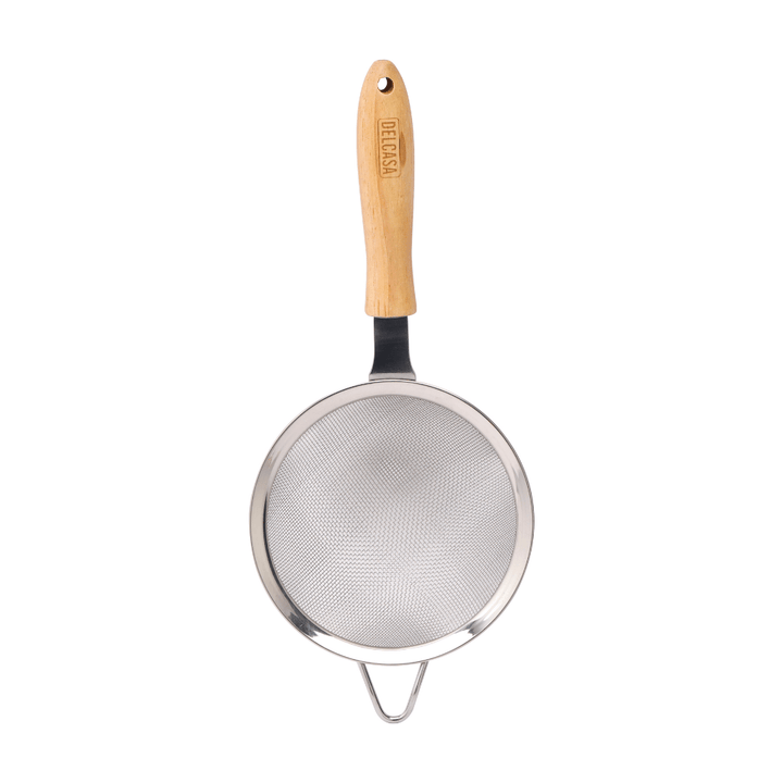 High - Quality Stainless Steel Strainer with Wooden Handle 14 CM - Durable Kitchen Tool - Souk Al RasCooking Utensils