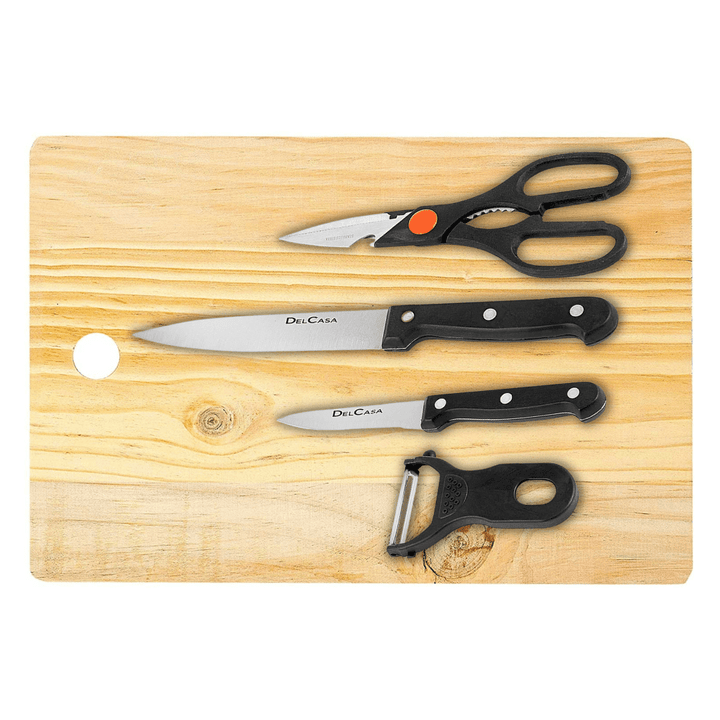 Kitchen Tool & Wooden Cutting Board Set - 5 Pieces - Souk Al RasKitchen Tools & Utensils