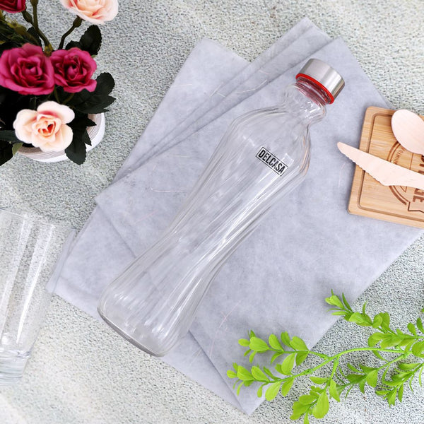 Lead - Free Portable Glass Water Bottle with a Water Proof Cap 1Litre - Souk Al RasDrinkware