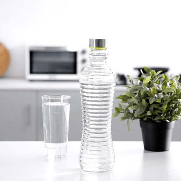 Lead - Free Portable Glass Water Bottle with a water proof Cap 1Litre - Souk Al RasDrinkware