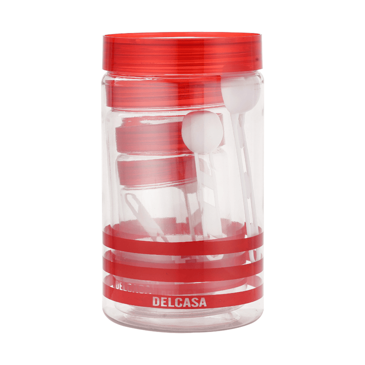 Lightweight Plastic Canister Set Red 4 PCS (300,800,1500,3000 ML) - Souk Al RasKitchen Storage & Organizers