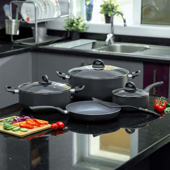 Marble Non - Stick Cookware Set 8pc - Souk Al RasKitchen & Dining