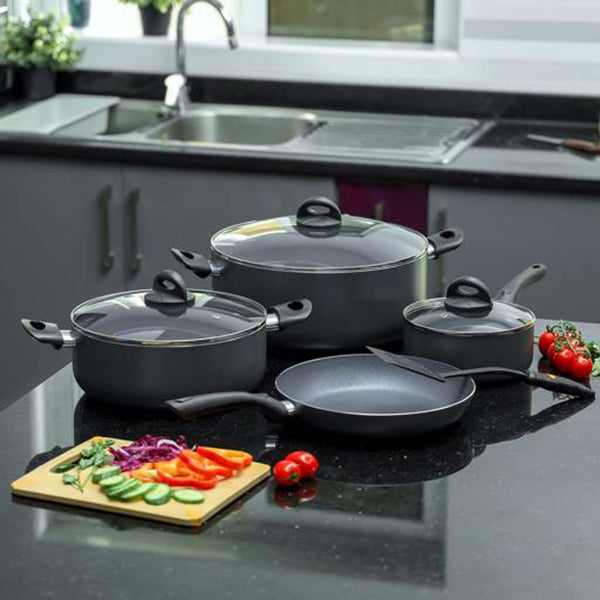 Marble Non - Stick Cookware Set 8pc - Souk Al RasKitchen & Dining