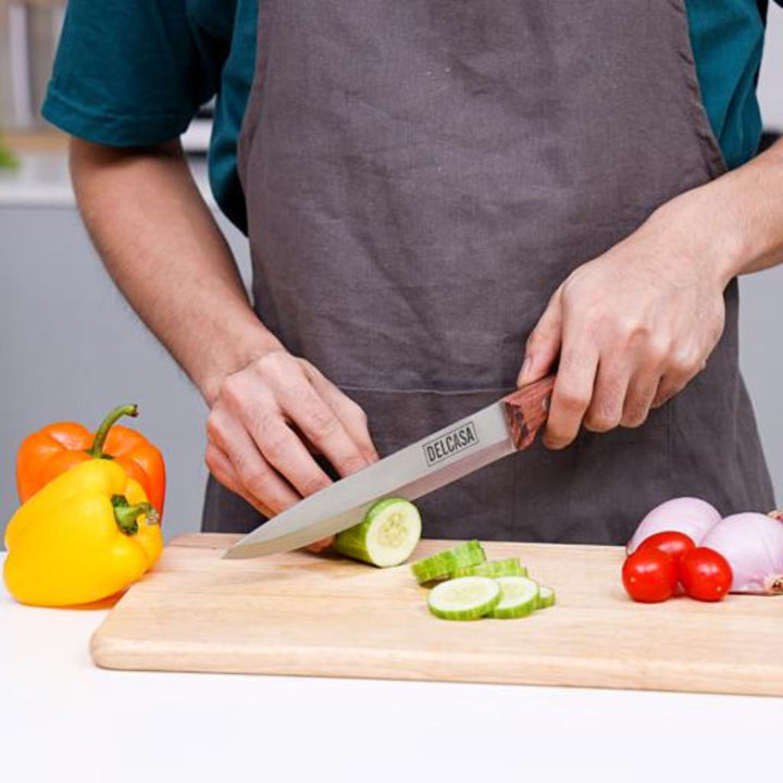 Multi - Purpose Kitchen Knife with Wooden Handle - Perfect for Cutting Meat, Vegetables and More - Features Stainless Steel Blade and Meat Cleaver Design 17.78cm - Souk Al RasKitchen Knives