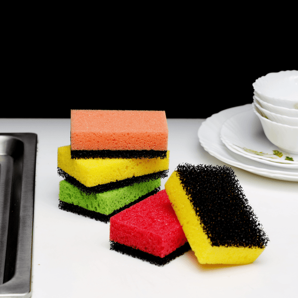 Non - Scratch Sponge Scrubber Set, Double - Sided Scrubbing Sponges 5Pcs - Souk Al RasKitchen Accessories