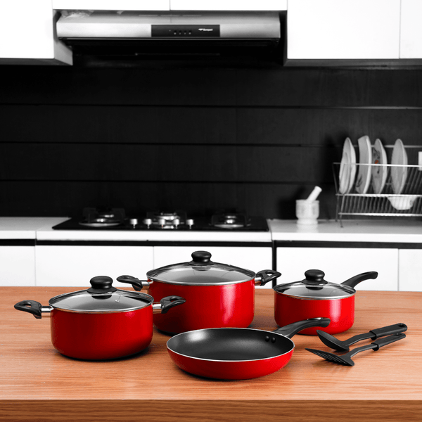 Non - Stick Aluminium Cookware with 3 Layer Durable Construction, Cookware Set of 9pcs - Souk Al RasCookware Sets