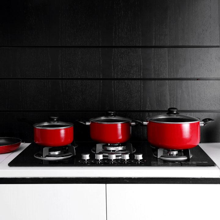 Non - Stick Aluminium Cookware with 3 Layer Durable Construction, Cookware Set of 9pcs - Souk Al RasCookware Sets