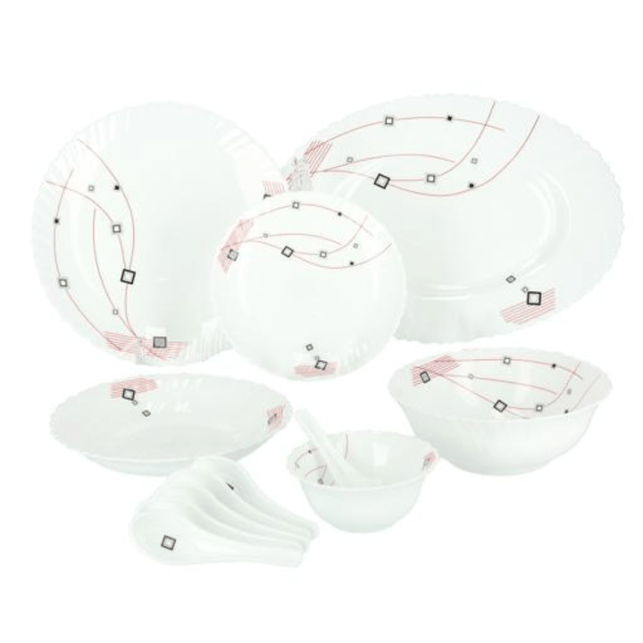 Opal Ware Dinner Set - 33PC, Floral Plates, Bowls, Spoons - Souk Al RasDinnerware Sets