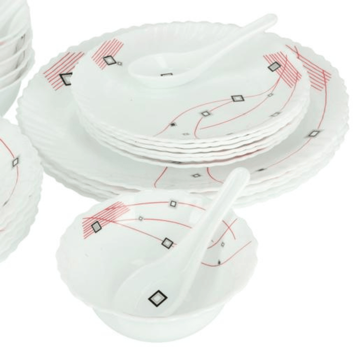 Opal Ware Dinner Set - 33PC, Floral Plates, Bowls, Spoons - Souk Al RasDinnerware Sets