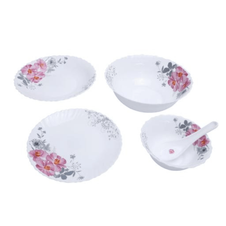 Opal Ware Dinner Set - 33pc, Floral Plates, Bowls, Spoons - Souk Al RasDinnerware Sets