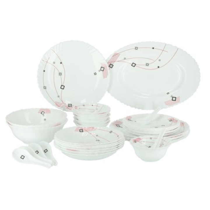 Opal Ware Dinner Set - 33PC, Floral Plates, Bowls, Spoons - Souk Al RasDinnerware Sets