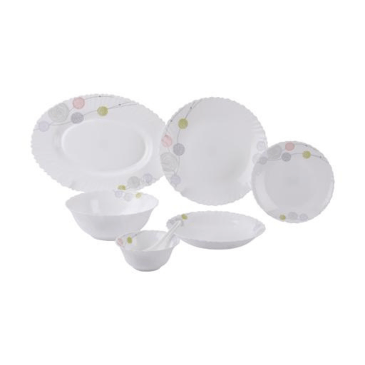 Opal Ware Dinner Set - 34PC, Floral Plates, Bowls, Spoons - Souk Al RasDinnerware Sets