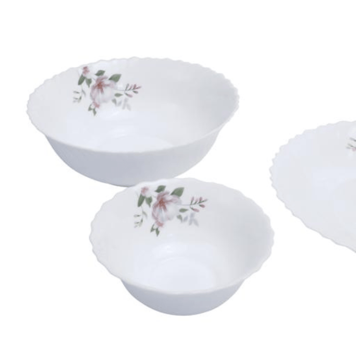 Opal Ware Dinner Set - 34pc, Floral Plates, Bowls, Spoons - Souk Al RasDinnerware Sets