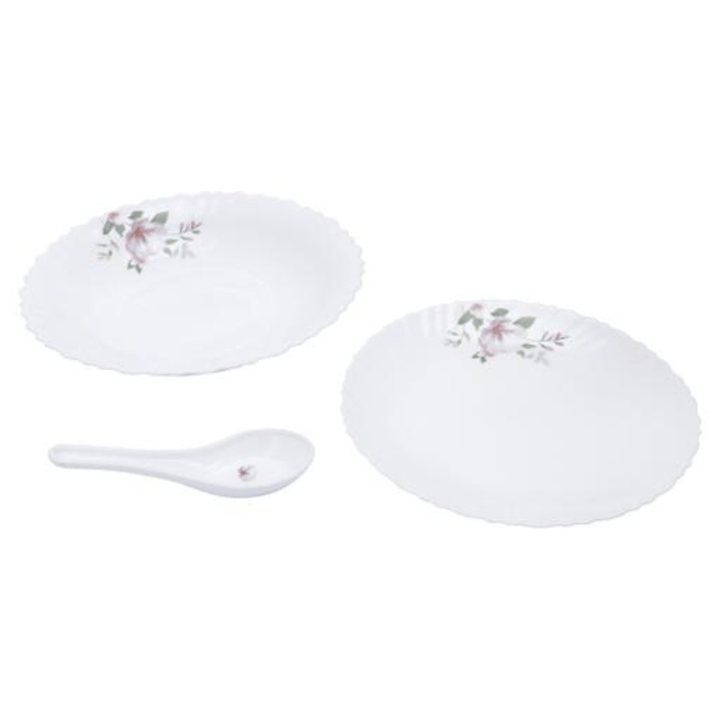 Opal Ware Dinner Set - 34pc, Floral Plates, Bowls, Spoons - Souk Al RasDinnerware Sets