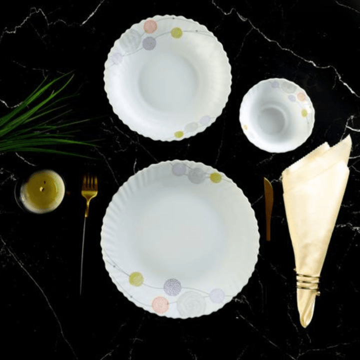 Opal Ware Dinner Set - 34PC, Floral Plates, Bowls, Spoons - Souk Al RasDinnerware Sets