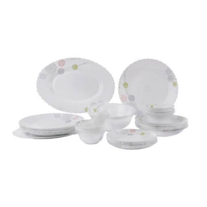 Opal Ware Dinner Set - 34PC, Floral Plates, Bowls, Spoons - Souk Al RasDinnerware Sets