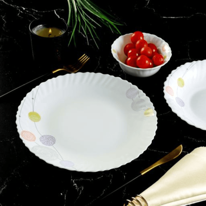 Opal Ware Dinner Set - 34PC, Floral Plates, Bowls, Spoons - Souk Al RasDinnerware Sets