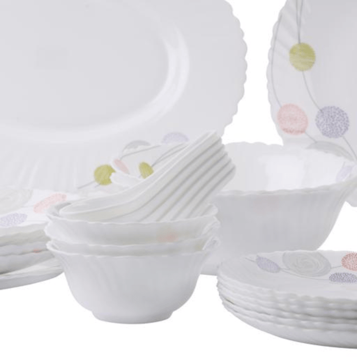 Opal Ware Dinner Set - 34PC, Floral Plates, Bowls, Spoons - Souk Al RasDinnerware Sets