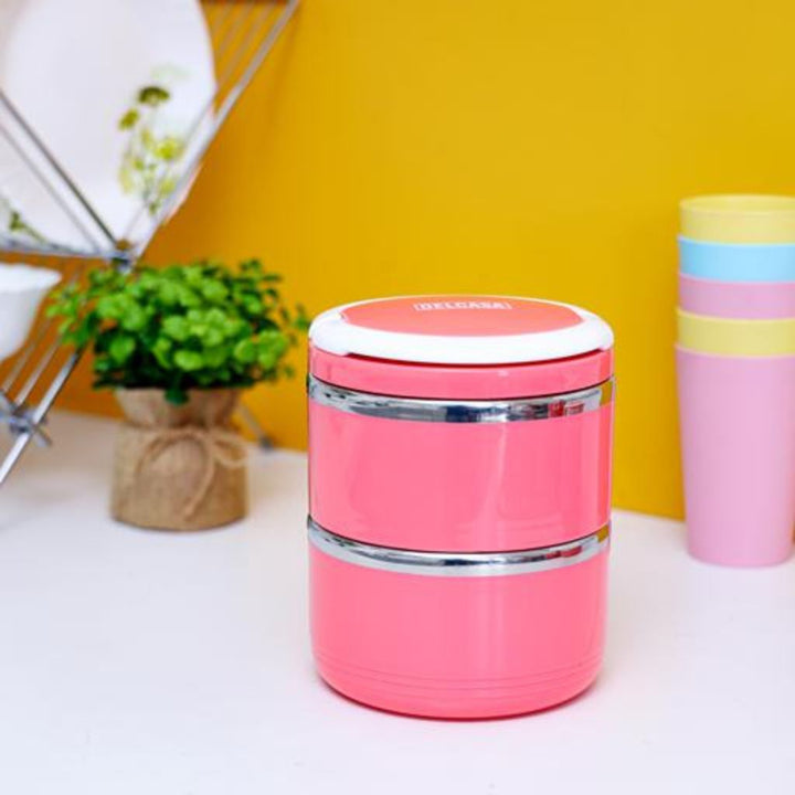 Portable 2 - Layer Lunch Box with 1.1L Capacity - Stainless Steel Inner Case, BPA - Free and Detachable Design - Souk Al RasFood Storage Containers