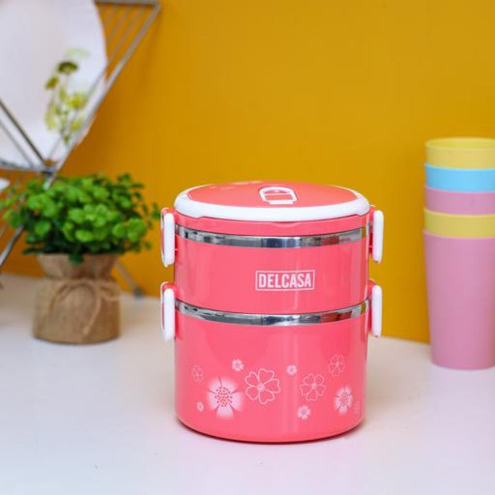 Portable 2 - Layer Lunch Box with 1.7L Capacity - Stainless Steel Inner Case, BPA - Free and Detachable Design - Souk Al RasFood Storage Containers