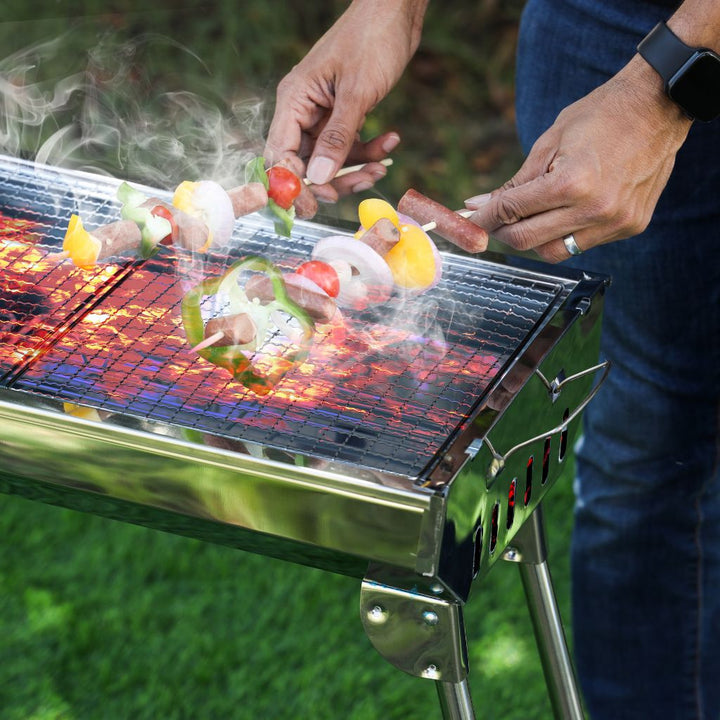 Portable Barbecue Stand with Stainless Steel Grill 73x34x69CM - Souk Al RasCookware