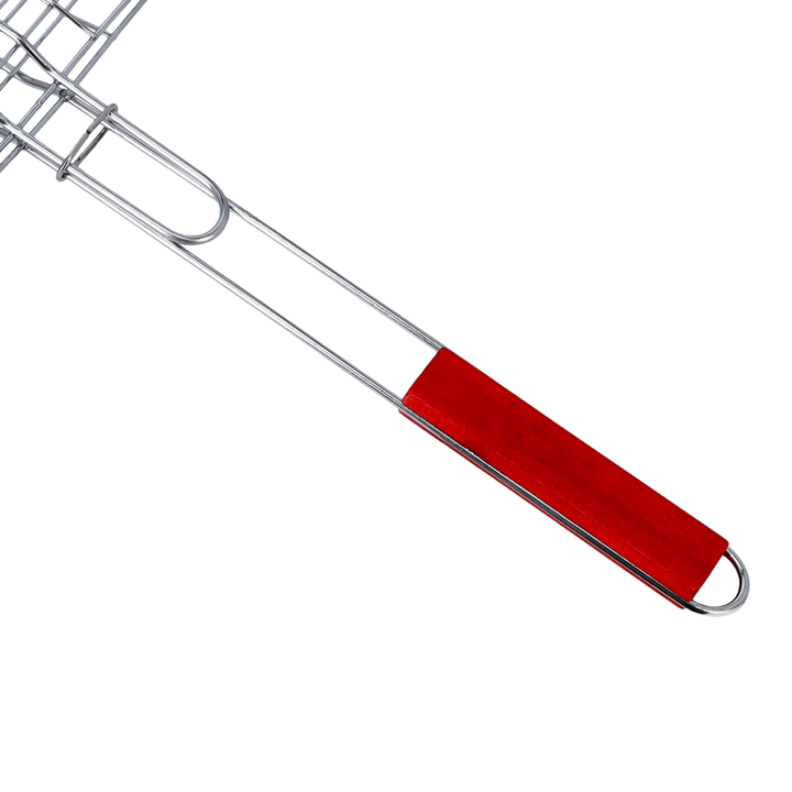 Portable Folding Barbecue Grill Silver 43x30x70 CM (RED Handle) - Souk Al RasBBQ Grills