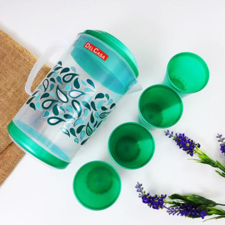 Portable Multi - Purpose Water Jug with 4 Glasses - Includes Lid for Picnic, Juice, and More - Souk Al RasDrinkware