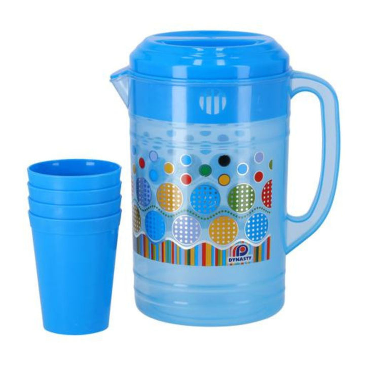 Portable Multi - Purpose Water Jug with Lid and 4 Glasses for Water, Picnic, and Juice - Souk Al RasDrinkware