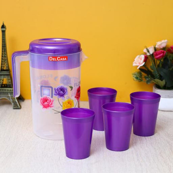 Portable Multi - Purpose Water Jug with Lid and 4 Glasses for Water, Picnic, and Juice - Souk Al RasDrinkware