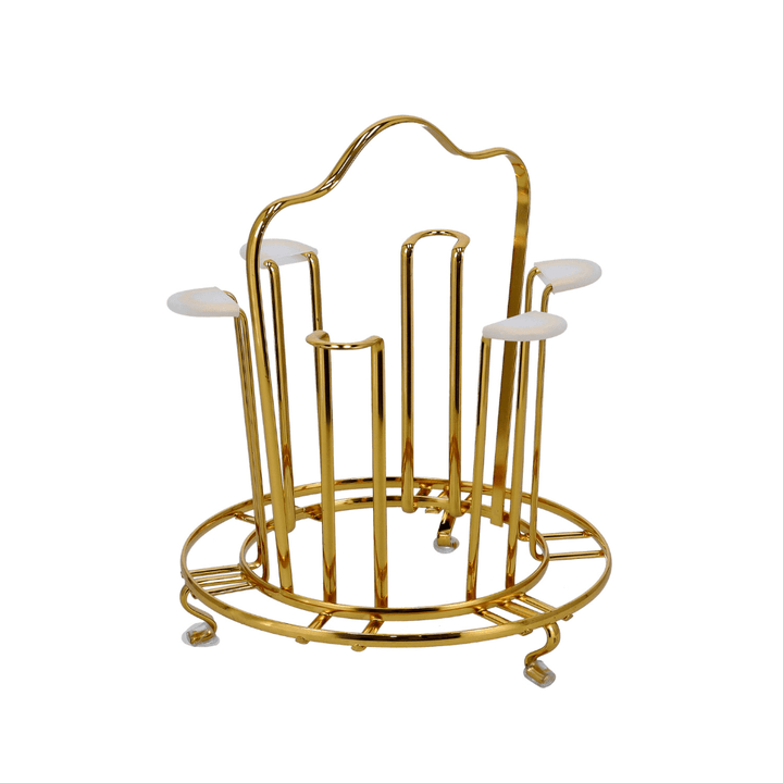 Premium Cup Holder with Drain Board Durable Gold Color - Finish Iron 6 PCS - Souk Al RasAccessories