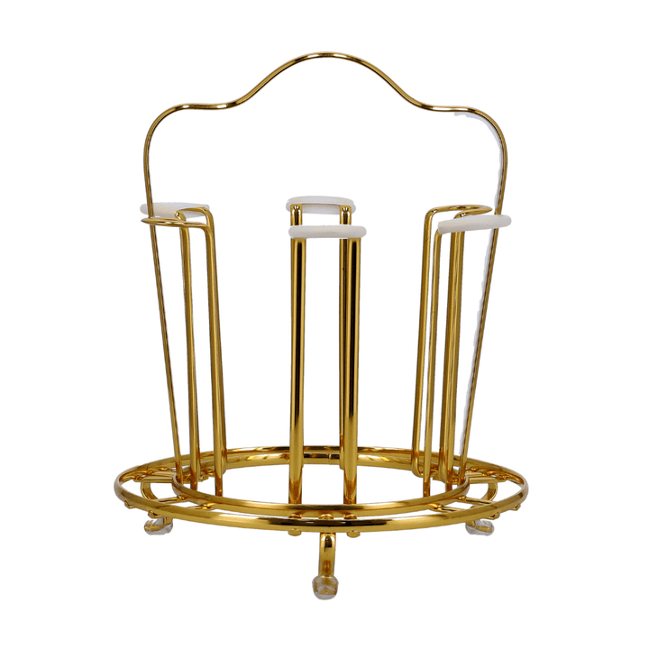 Premium Cup Holder with Drain Board Durable Gold Color - Finish Iron 6 PCS - Souk Al RasAccessories
