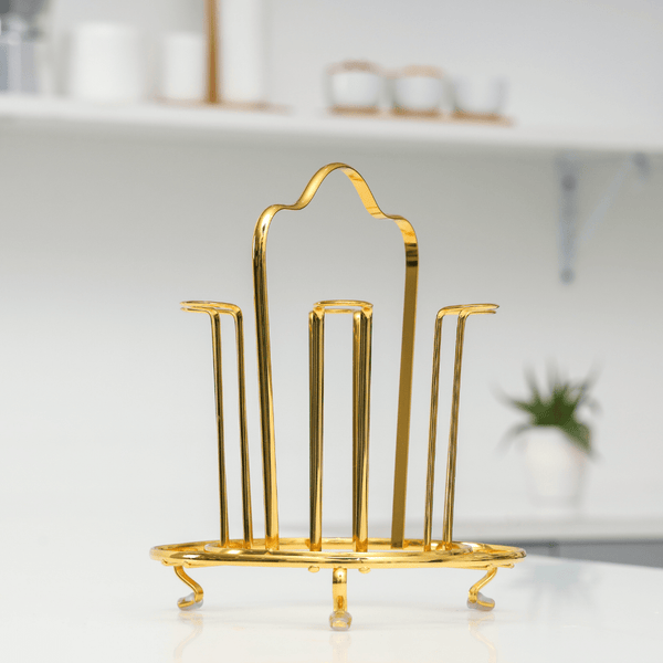 Premium Cup Holder with Drain Board Durable Gold Color - Finish Iron 6 PCS - Souk Al RasAccessories