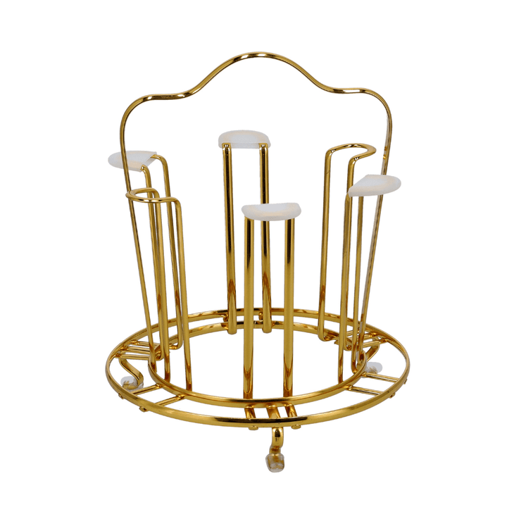 Premium Cup Holder with Drain Board Durable Gold Color - Finish Iron 6 PCS - Souk Al RasAccessories