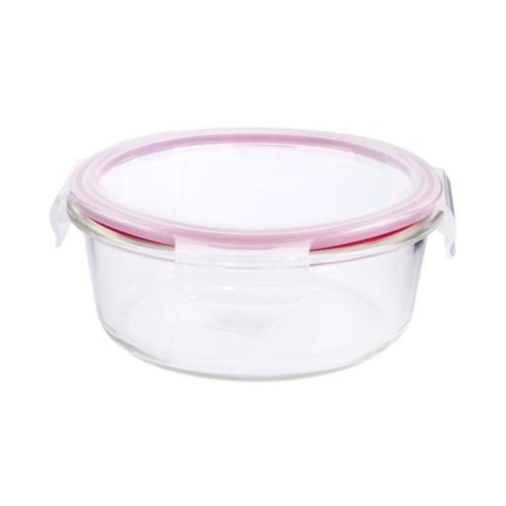 Round Glass Airtight Container with a Brass Lid - 950ml - Souk Al RasFood Storage Containers