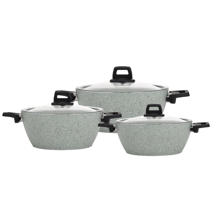 Scoria Granite Coated Cookware Set, Aluminium Pot and Pan 9pcs - Souk Al RasCookware Sets