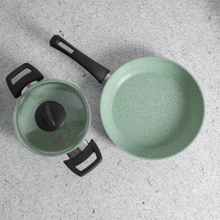 Scoria Granite Coated Cookware Set, Aluminium Pot and Pan 9pcs - Souk Al RasCookware Sets