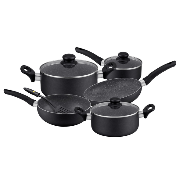 Smart Granite Coated Cookware Set, For Gas, Induction & Ceramic Hobs, 9Pcs - Souk Al RasCookware Sets