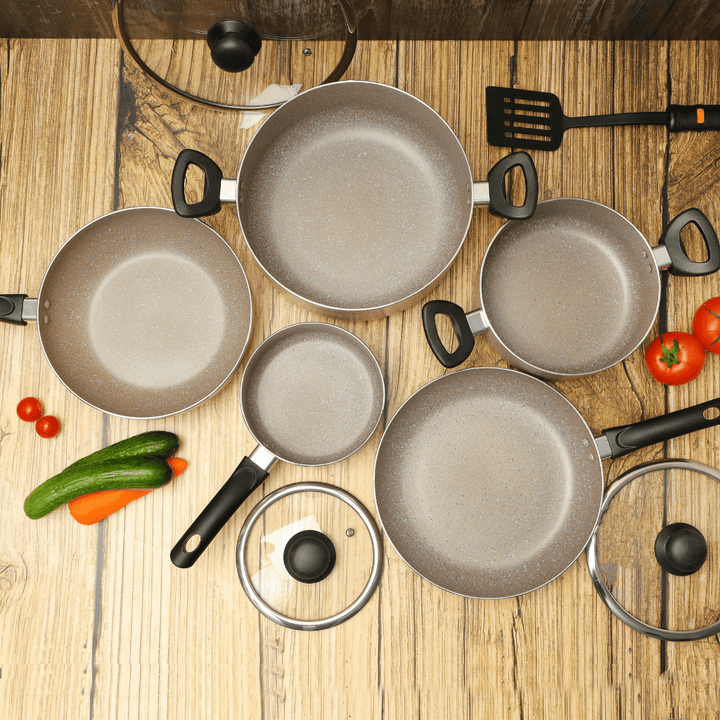 Smart Granite Coated Cookware Set, For Gas, Induction & Ceramic Hobs, 9Pcs - Souk Al RasCookware Sets