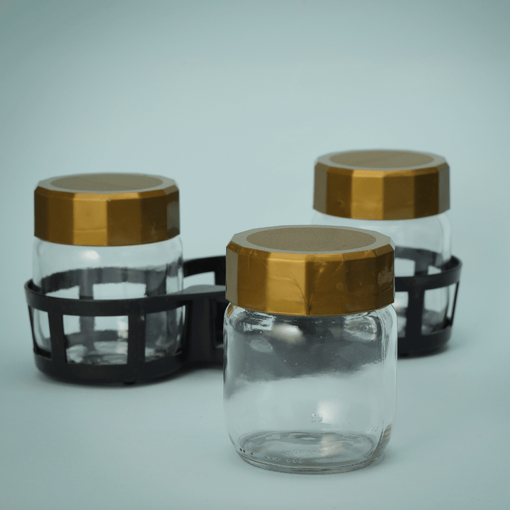 Spice Jar Set with Stand, 3Pcs 425ml Jars - Souk Al RasKitchen Accessories