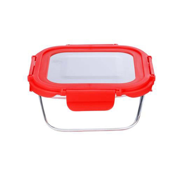 Square Airtight Glass Container w/ SS Lid | Borosilicate Glass | 520ml | Dishwasher/Oven/Freezer Safe | Meal Prep w/ Lid - Souk Al RasFood Storage Containers